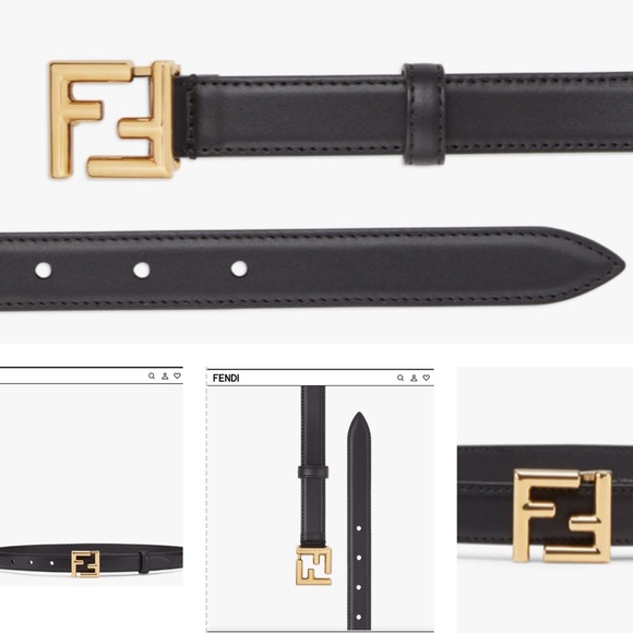 FENDI LEATHER BELT WITH ICONIC “FF” LOGO IN GOLD FINISH METALWARE - Picture 5 of 16